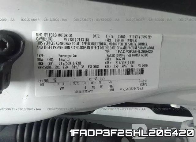 1FADP3F25HL205420 фото 10