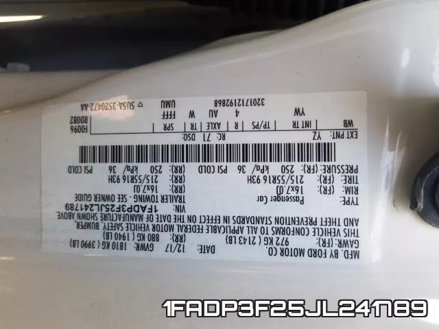 1FADP3F25JL241789 фото 2