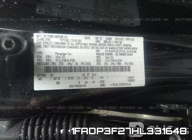 1FADP3F27HL331648 фото 10