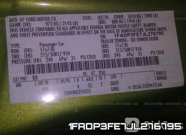 1FADP3FE7JL276795 фото 10