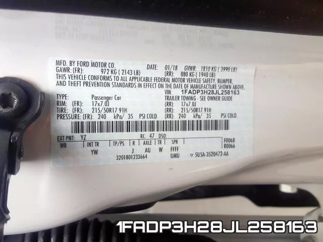 1FADP3H28JL258163 фото 2