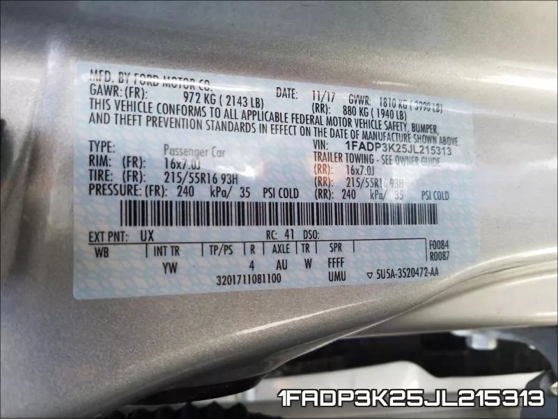 1FADP3K25JL215313 фото 2