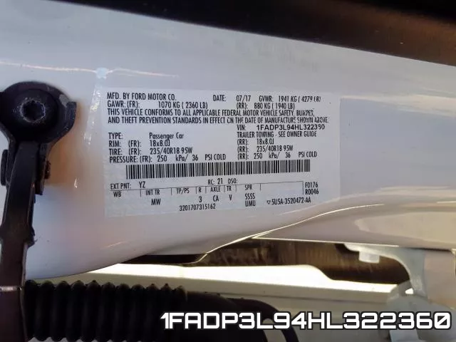 1FADP3L94HL322360 фото 2