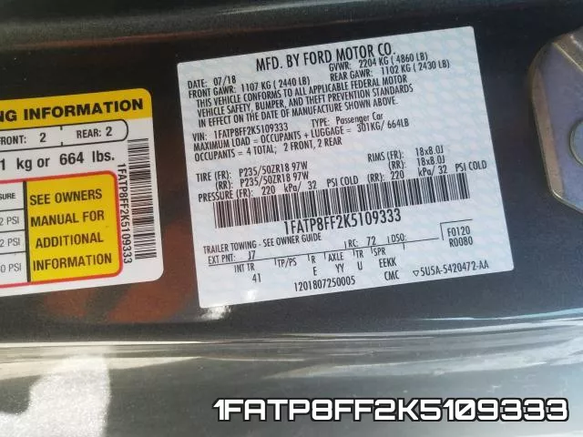 1FATP8FF2K5109333 фото 2