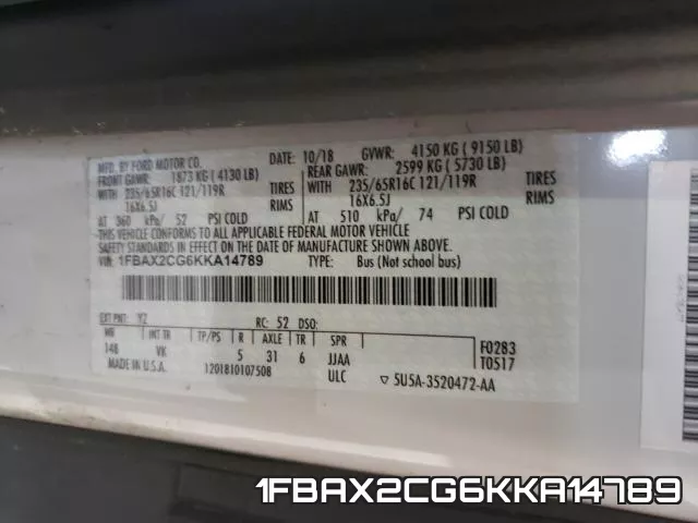 1FBAX2CG6KKA14789 фото 2