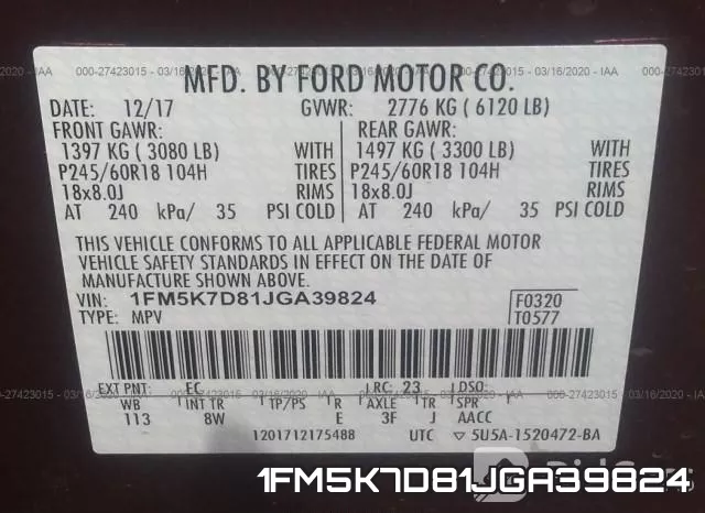 1FM5K7D81JGA39824 фото 10