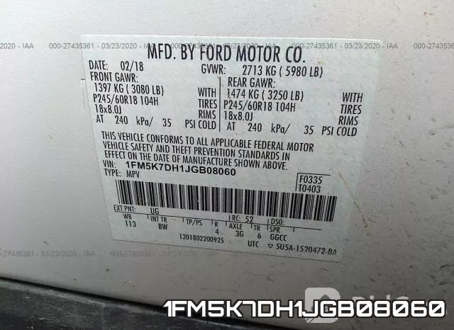 1FM5K7DH1JGB08060 фото 10