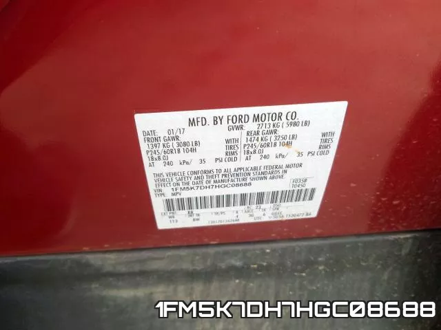 1FM5K7DH7HGC08688 фото 2