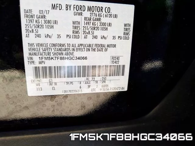 1FM5K7F88HGC34066 фото 2
