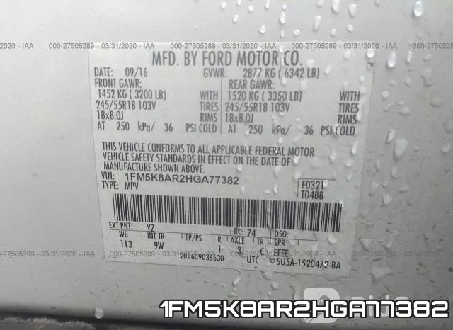 1FM5K8AR2HGA77382 фото 10