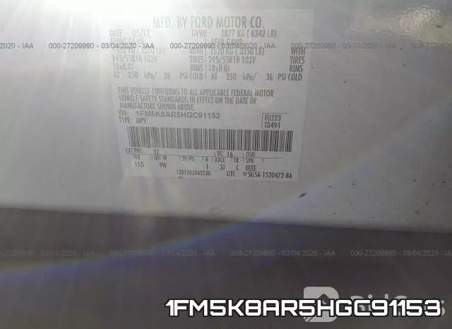 1FM5K8AR5HGC91153 фото 10