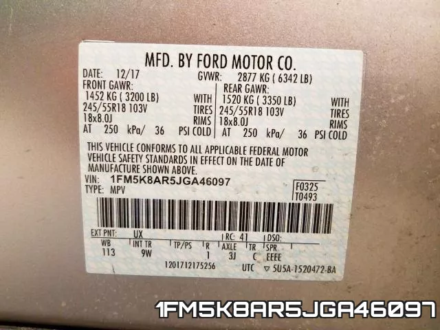 1FM5K8AR5JGA46097 фото 2