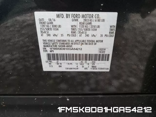 1FM5K8D81HGA54212 фото 2
