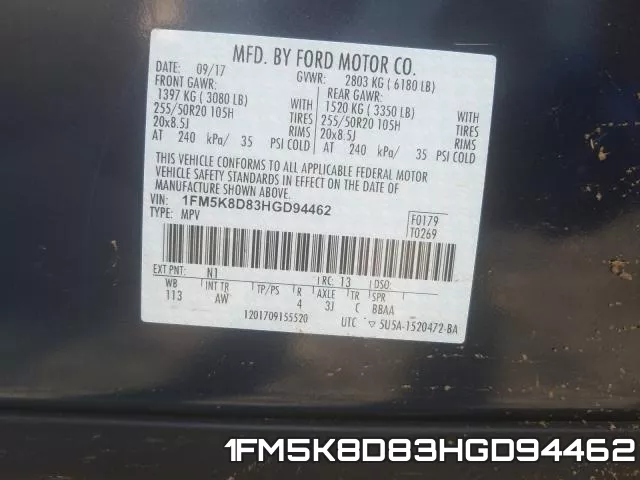 1FM5K8D83HGD94462 фото 2