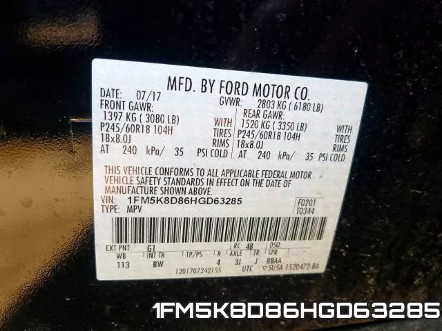 1FM5K8D86HGD63285 фото 2