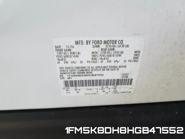1FM5K8DH8HGB47552 фото 2