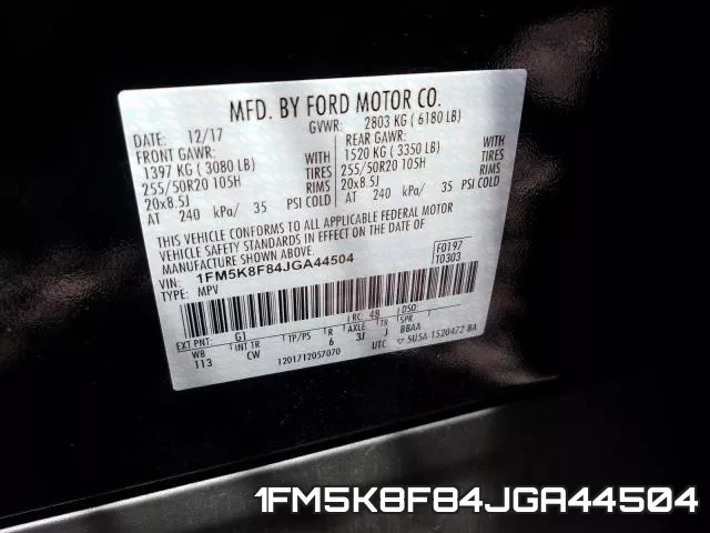 1FM5K8F84JGA44504 фото 2