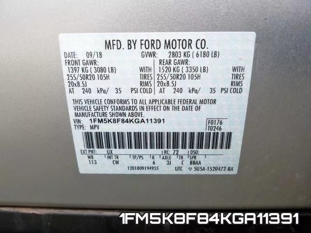 1FM5K8F84KGA11391 фото 2
