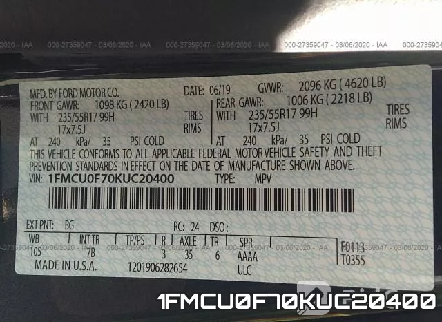 1FMCU0F70KUC20400 фото 10
