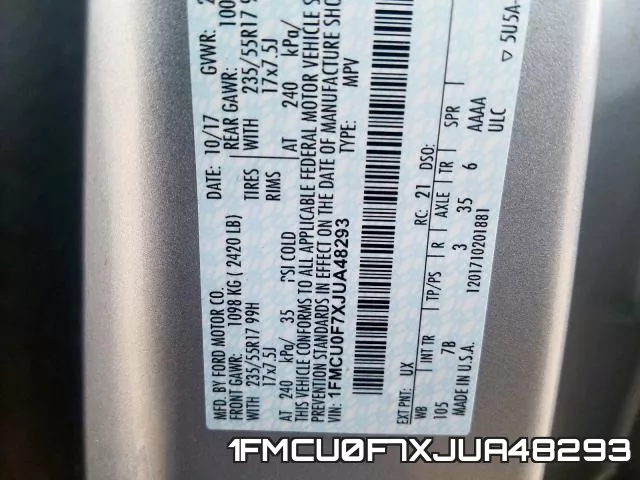 1FMCU0F7XJUA48293 фото 2