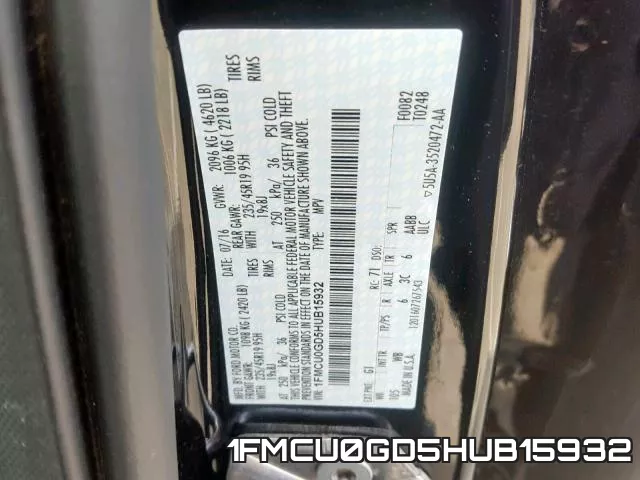 1FMCU0GD5HUB15932 фото 2