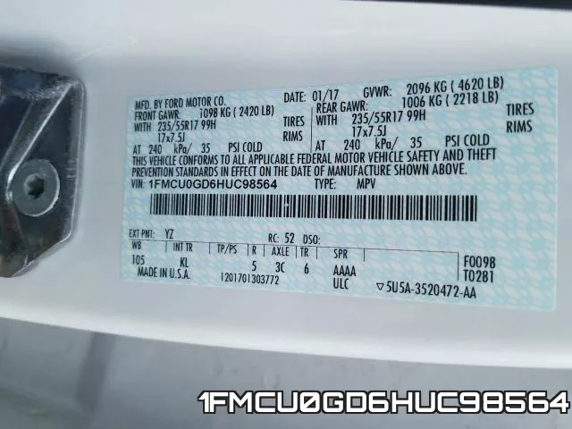 1FMCU0GD6HUC98564 фото 2