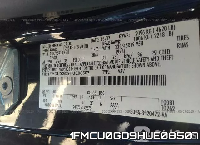 1FMCU0GD9HUE08507 фото 10