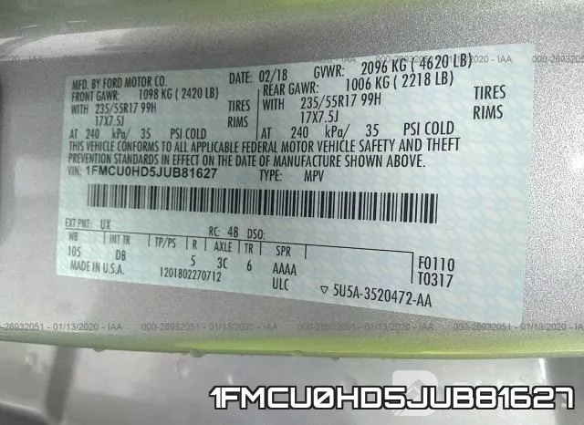 1FMCU0HD5JUB81627 фото 10
