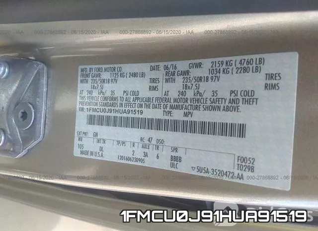 1FMCU0J91HUA91519 фото 10