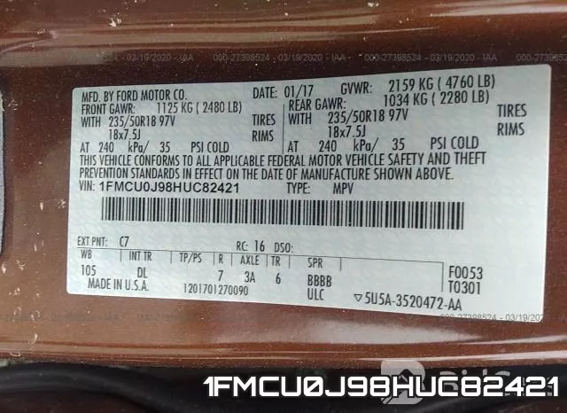 1FMCU0J98HUC82421 фото 10