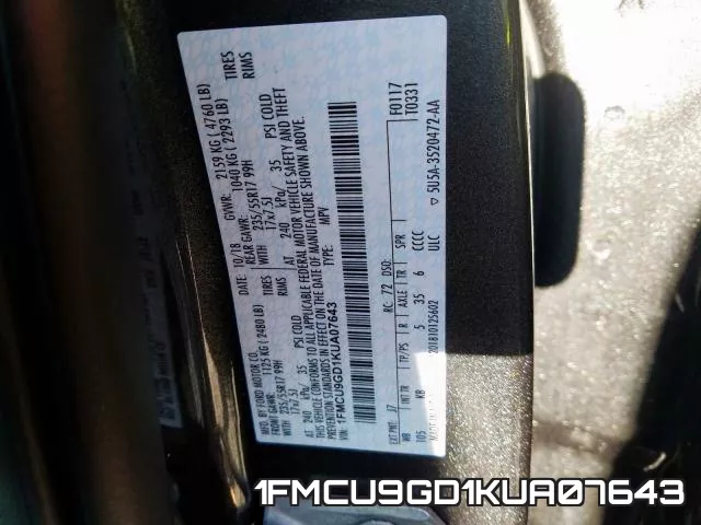 1FMCU9GD1KUA07643 фото 2