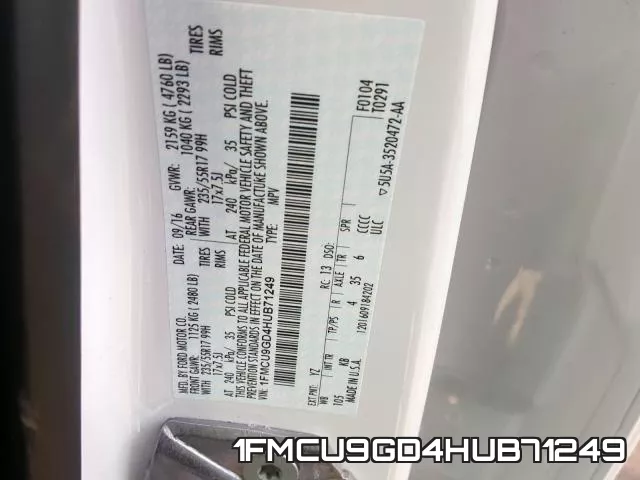 1FMCU9GD4HUB71249 фото 2