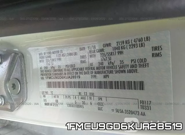 1FMCU9GD6KUA28519 фото 10