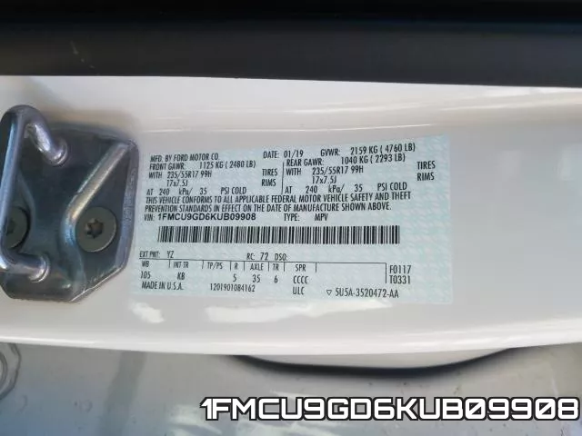 1FMCU9GD6KUB09908 фото 2