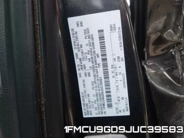 1FMCU9GD9JUC39583 фото 2