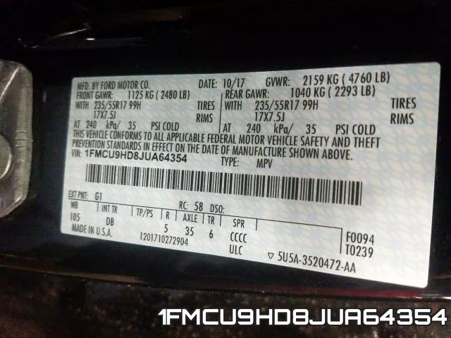 1FMCU9HD8JUA64354 фото 2