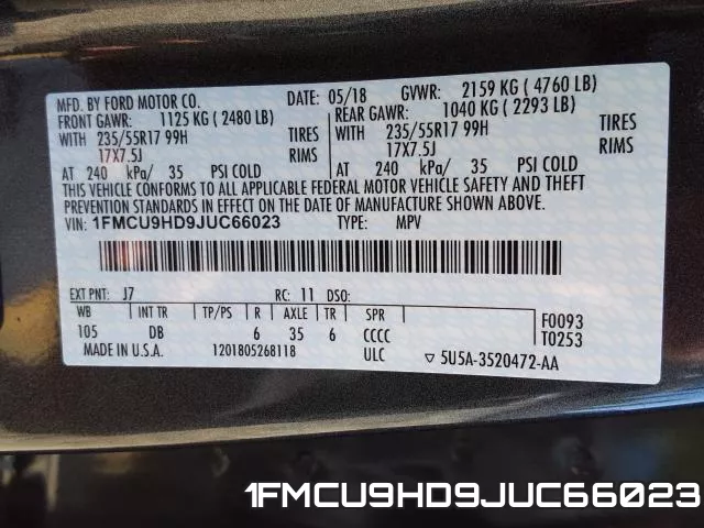 1FMCU9HD9JUC66023 фото 2