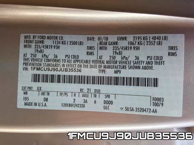 1FMCU9J90JUB35536 фото 2