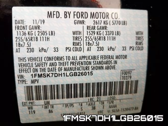 1FMSK7DH1LGB26015 фото 2