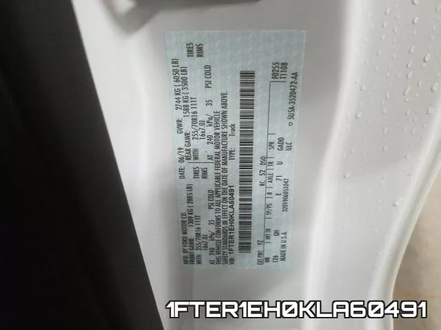 1FTER1EH0KLA60491 фото 2