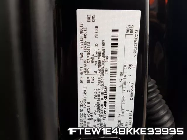 1FTEW1E48KKE33935 фото 2