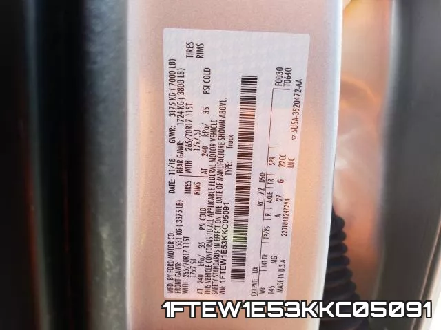 1FTEW1E53KKC05091 фото 2