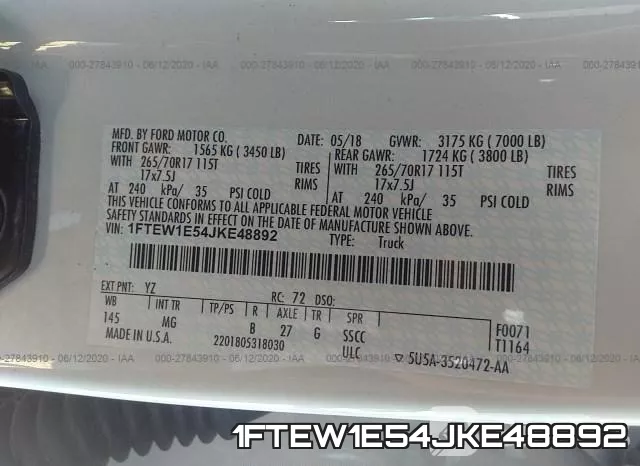 1FTEW1E54JKE48892 фото 10