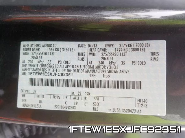1FTEW1E5XJFC92351 фото 2