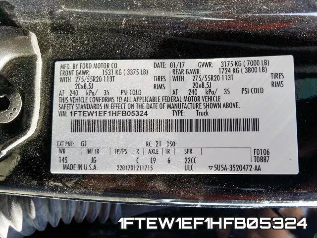 1FTEW1EF1HFB05324 фото 2