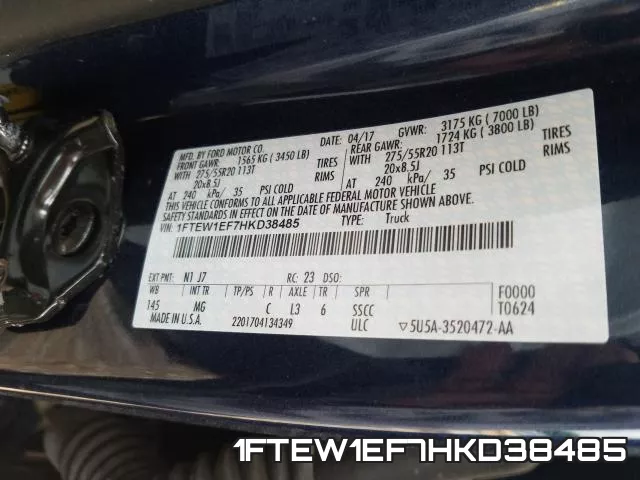 1FTEW1EF7HKD38485 фото 2