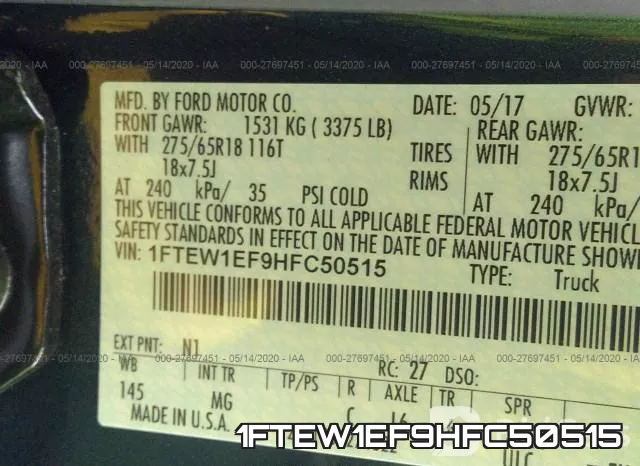 1FTEW1EF9HFC50515 фото 10