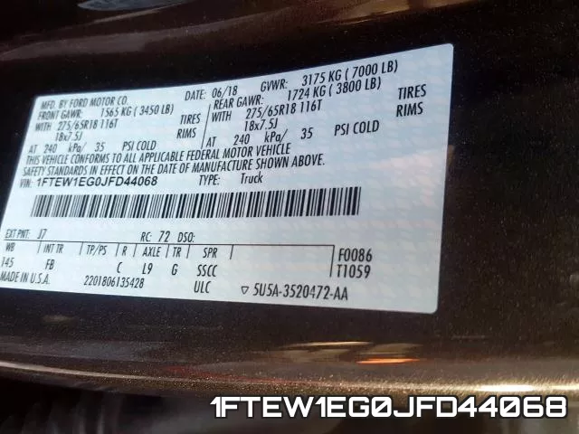 1FTEW1EG0JFD44068 фото 2
