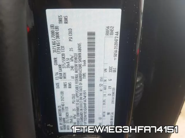 1FTEW1EG3HFA74151 фото 2