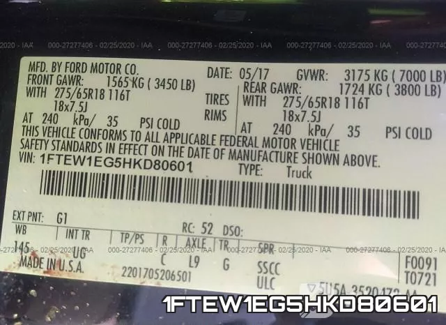 1FTEW1EG5HKD80601 фото 10